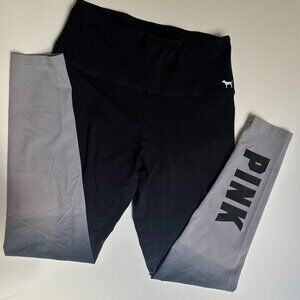 PINK Victoria’s Secret Black & Gray Ombre Leggings – Logo Detail – Size M